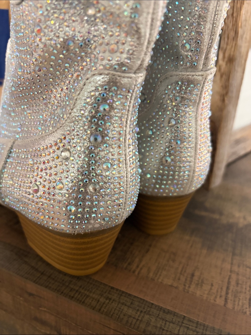 Sparkle Western Ankle Boots in Silver - Picture 2 of 3